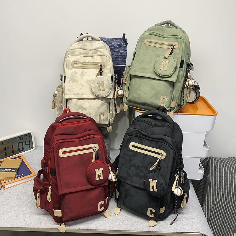 Junior High School Student Schoolbag Men's Large Capacity Backpack Print Women's Travel Backpack with Coin Purse