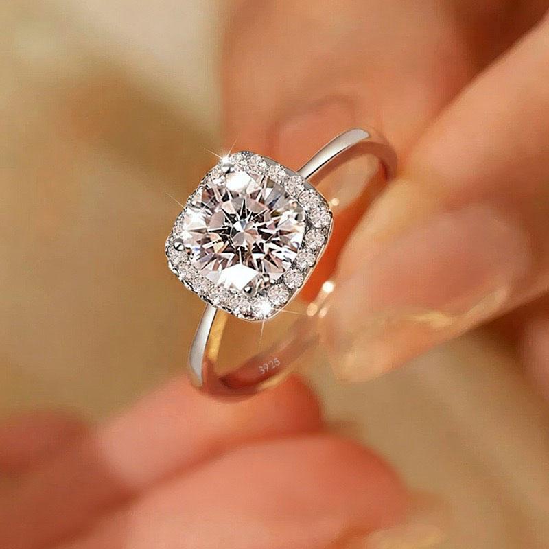 

BF CLUB 925 Sterling Rings for Women Simple Geometric Handmade Irregular Retro Square CZ Ring Allergy For Birthday Gift resizable