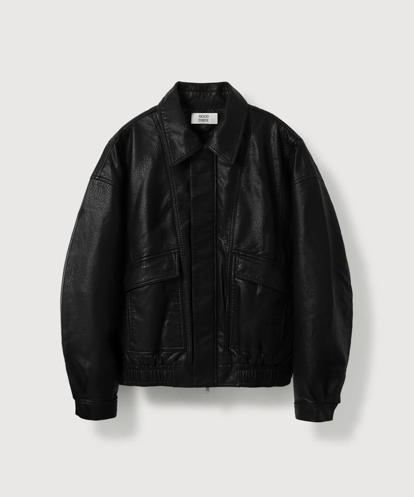 Mood Inside Amber Noble Leather Blouson Jacket_Black