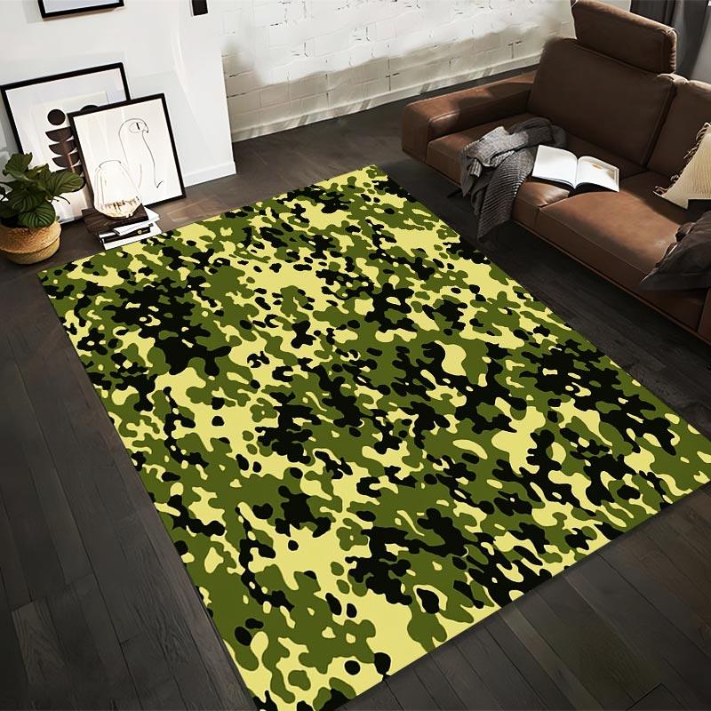 

Camouflage Pattern Carpet with Green1Black1and Beige Forest Military Design Suitable for use as an anti-slip1 for1room and bedroom sofas 40x60cm( 15x23in )