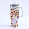 Cartoon pattern Labubu 40oz car cup 304 stainless steel thermos cup Labubu car straw Bingba cup