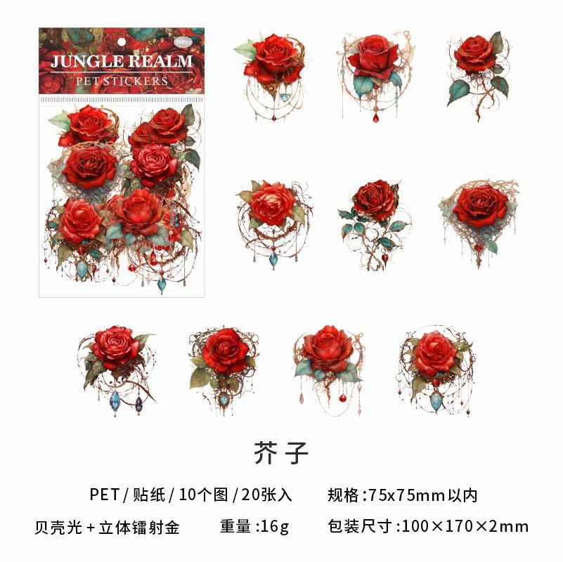 Pearlescent Floral Stickers - 20pcs Shell Glow Flower Decals for Journal & Craft Decor (Iridescent Effect)