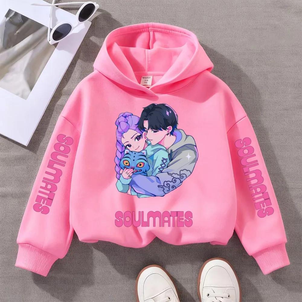 

KPop Demon Hunters Print Hooded Sweatshirt - Fashionable Autumn/winter Children s Boys and Girls Casual Pullover Hooded 110