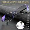 +100~+400 Fashionable anti blue light reading glasses with frameless cut edges for both men and women