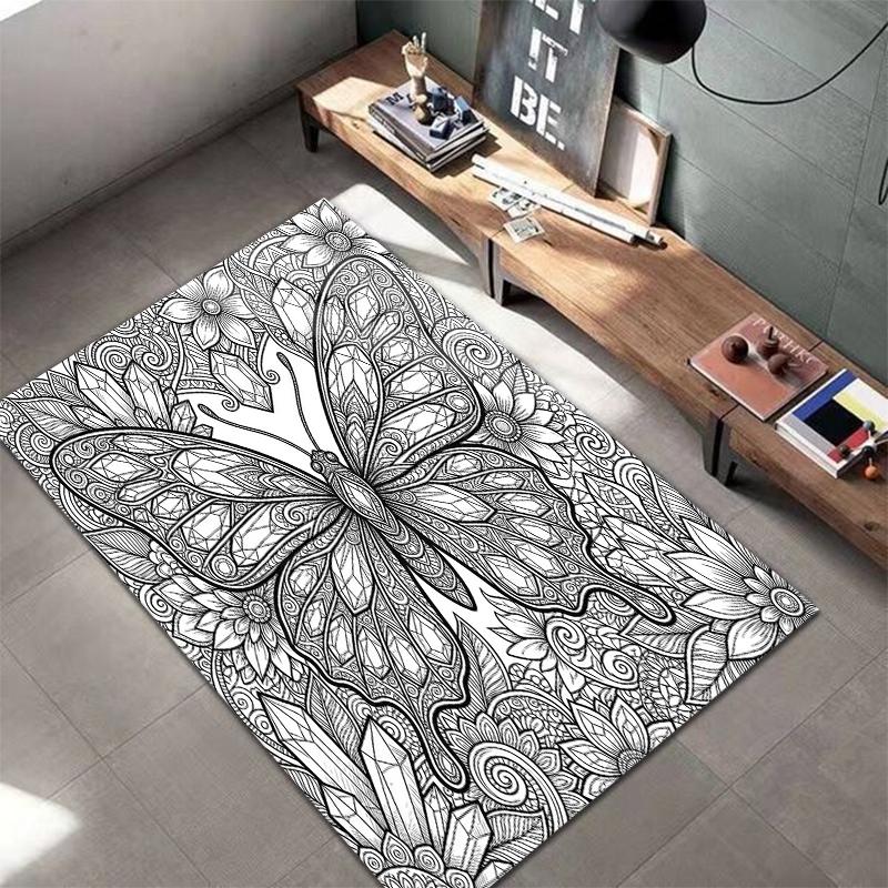 Black White Animals Pattern Square Carpet,Area Rug,Carpet Rug for Living Room Bedroom Sofa Playroom Decor,Non-slip Floor Mat,Holiday Birthday Gifts