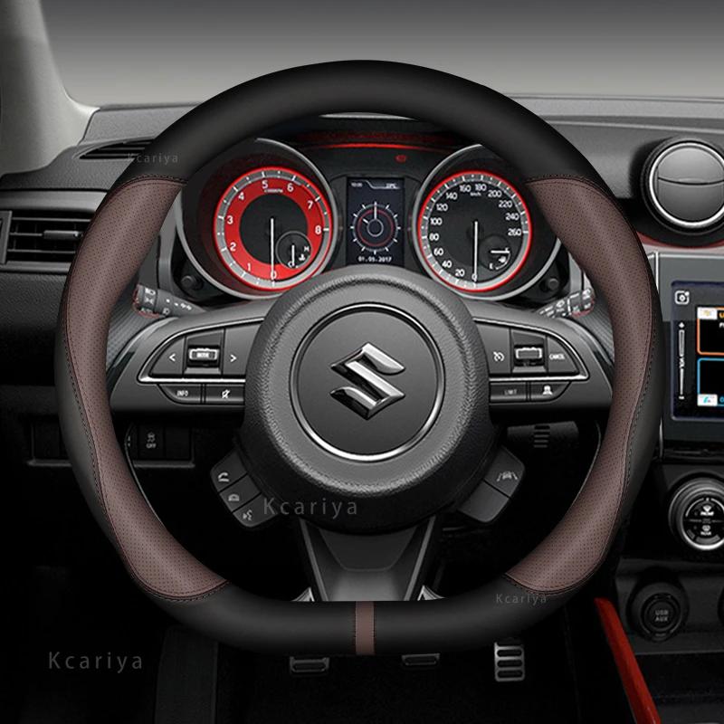 Microfiber Leather Car Steering Wheel Cover, D Shape, 38cm, Sport Auto Accessories, Suzuki Swift 2017 2018 2019, 2020, 2021,2022