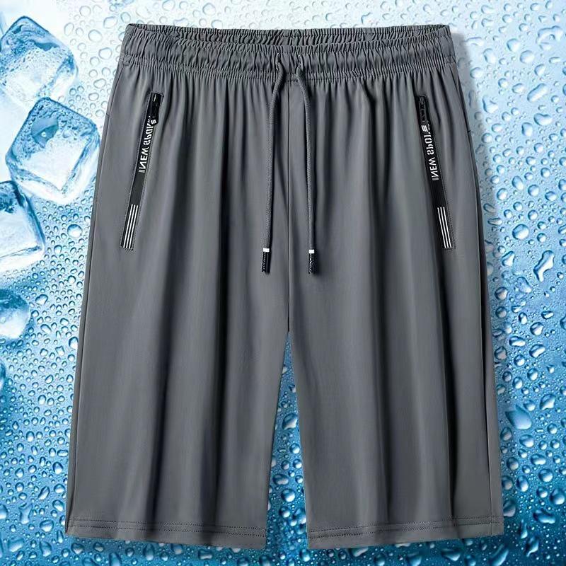 Ice Silk Men's Summer Quick-Dry Elastic Shorts – Breathable, Loose Fit, Casual Sports Five-Point Pants