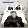 1PC Johnny Hallyday Pattern Bedding Quilt Set Quilt Cover Pillowcase Home Decoration Birthday Gift (1 * Duvet Cover + 2 * Pillowcase, Without Core)