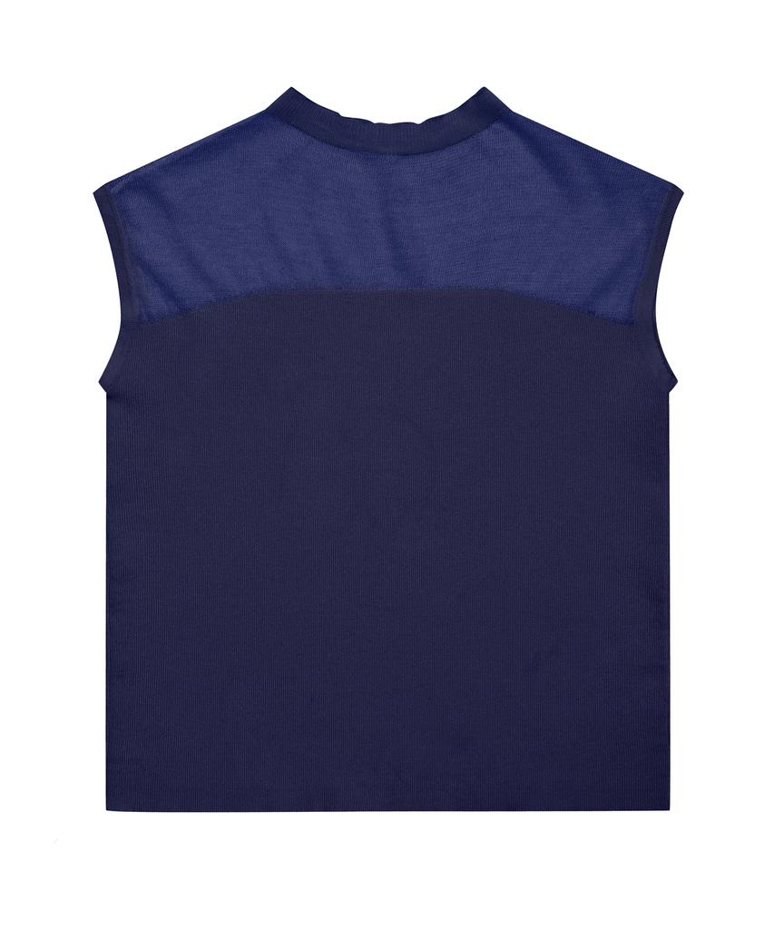 AHWE Sheer Mock Neck Sweater_Navy