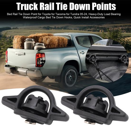 Bed Rail Tie Down Point for Toyota for Tacoma for Tundra 05-24, Heavy-Duty Load Bearing Waterproof Cargo Bed Tie Down Hooks, Quick Install Accessories