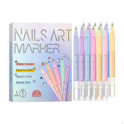 12 Pieces Nail Art Pens Point Graffiti Pen for Home Salon Acrylic Paint Markers