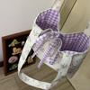 1PC Korean Floral Bow Tie Canvas Bag For Spring Summer Casual Versatile Large Capacity Outdoor Mountaineering Bag Christmas Gift