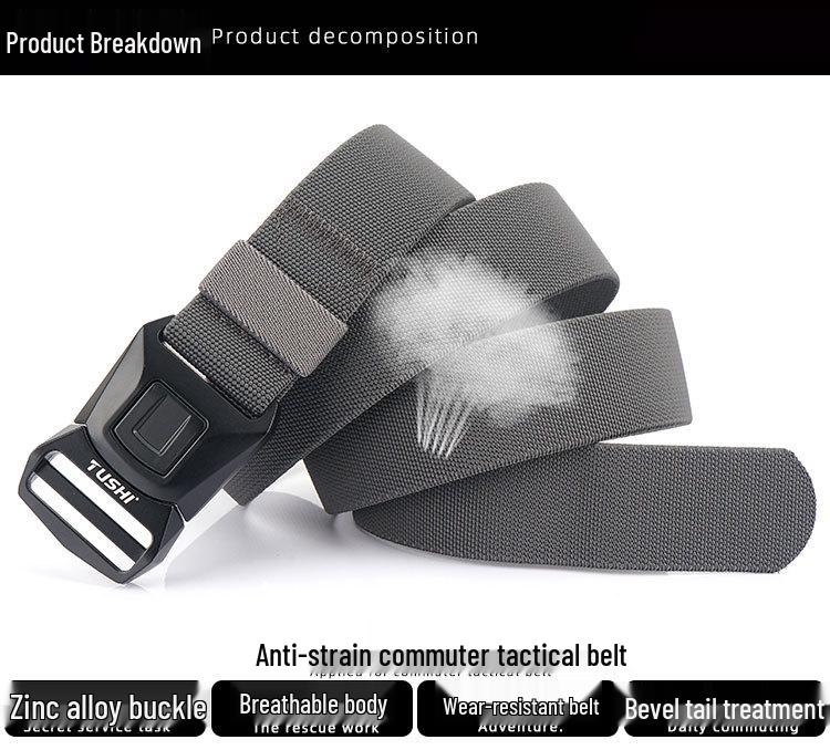 Men's Quick-Release Elastic Workwear Belt with Leather Trim