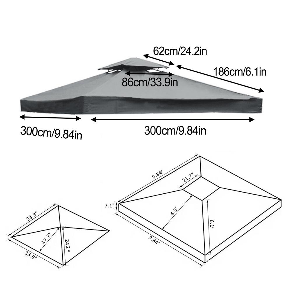 10x10 Ft Outdoor Canopy Cover Replacement for Patio Pergola Featuring Two Tier Structure Dirt Resistance and UV Protection