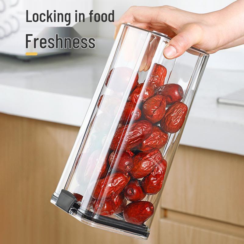 Transparent Square Kitchen Storage Jar for Snacks, Dried Fruit, Grains, Spices, and Tea