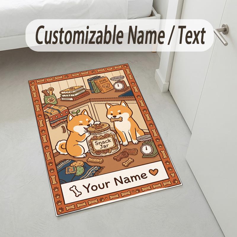 Snack Jar Theme Soft Crystal Velvet Rug Custom Name & Text Print Non Slip Floor Rug for Bedroom Living Room
