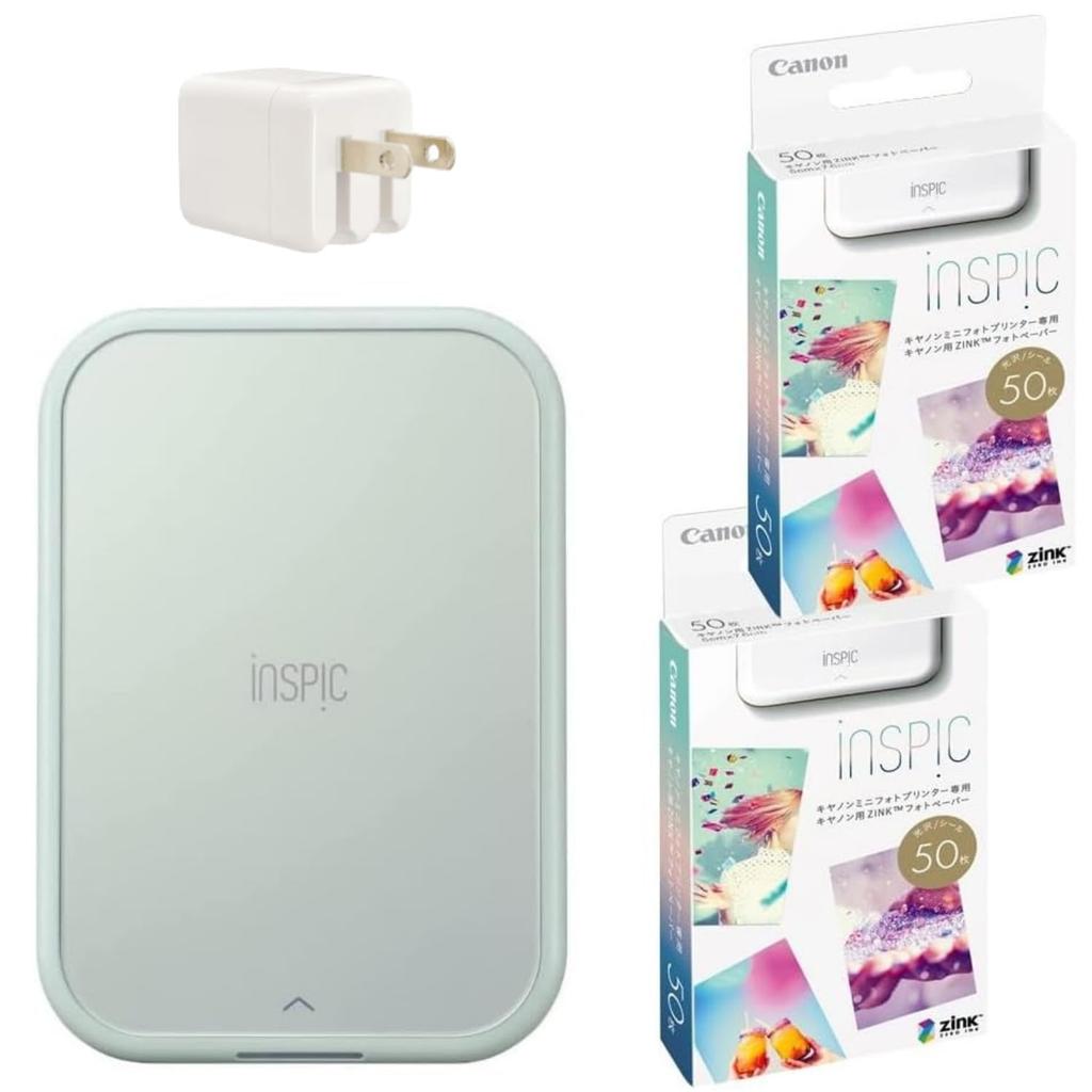 Canon iNSPiC PV-223 Smartphone Photo Printer Set: Includes Smartphone Printer, 100 Sheets of Paper, and USB Adapter.