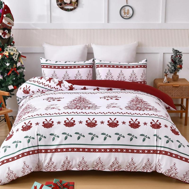 3PCS Christmas Duvet Set With Extra Large Soft Ultra-fine Fiber Bedding, Including 2 Pillowcases And Christmas Tree Deer Pattern