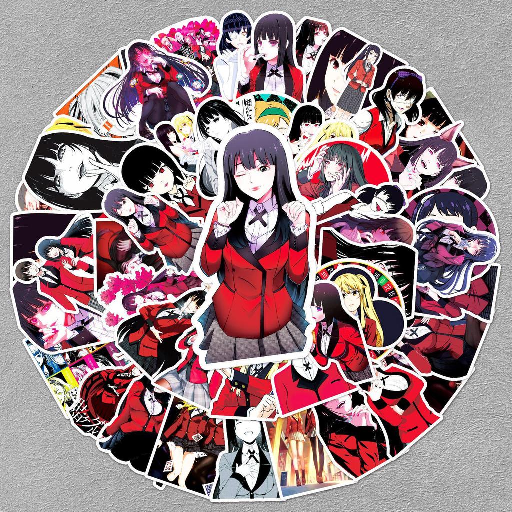 50 Japanese Anime Kakegurui Stickers for Notebook, Water Bottle, Suitcase, Car - Waterproof Cartoon Decor