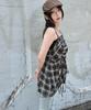 WEGO Drawstring Cami Size Black Check Women's Dress, Girly, Fall/Winter, F,