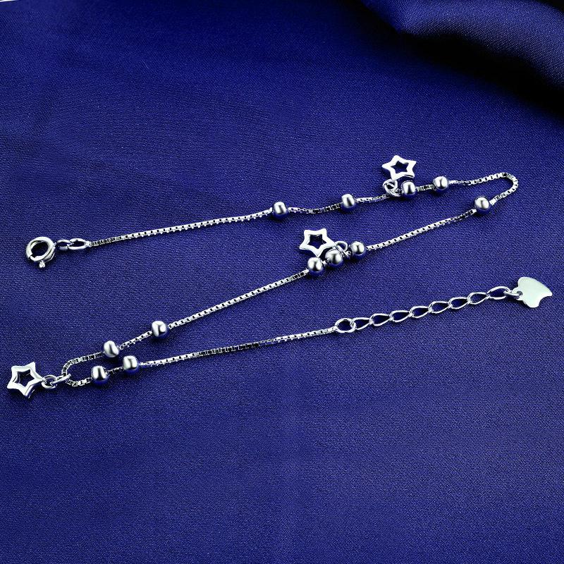 Anklet din argint 925, drăguț XINGX, pandantiv pentru femei, în stil coreean, margele norocoase, ornamente pentru picioare