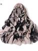 Summer Bohemian Chiffon Hijab Leopard Watercolor Print Islamic Scarf Ultra Lightweight Breathable Women Muslim Hijab Beach Trip for Daily Use