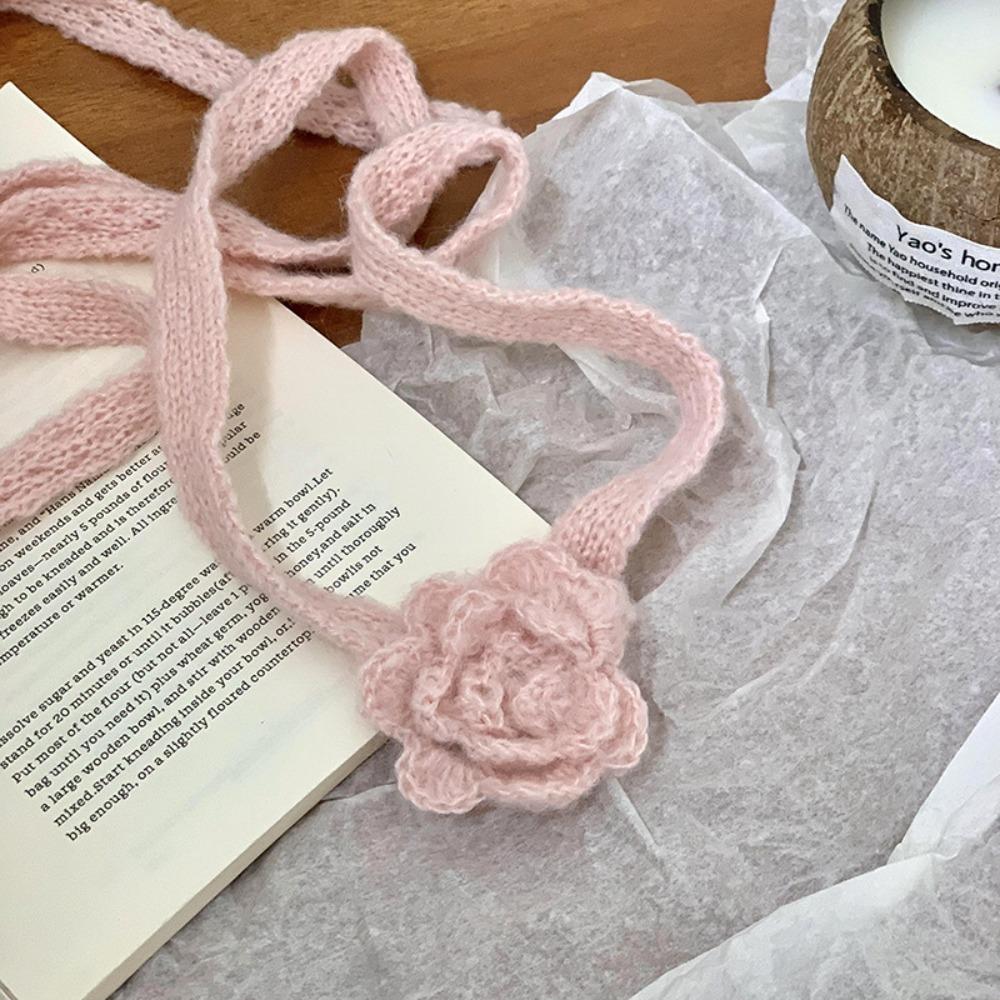 

Rose Flower Rose Wool Shawl Dressing Decoration Long Narrow Scarves Autumn And Winter рожевий