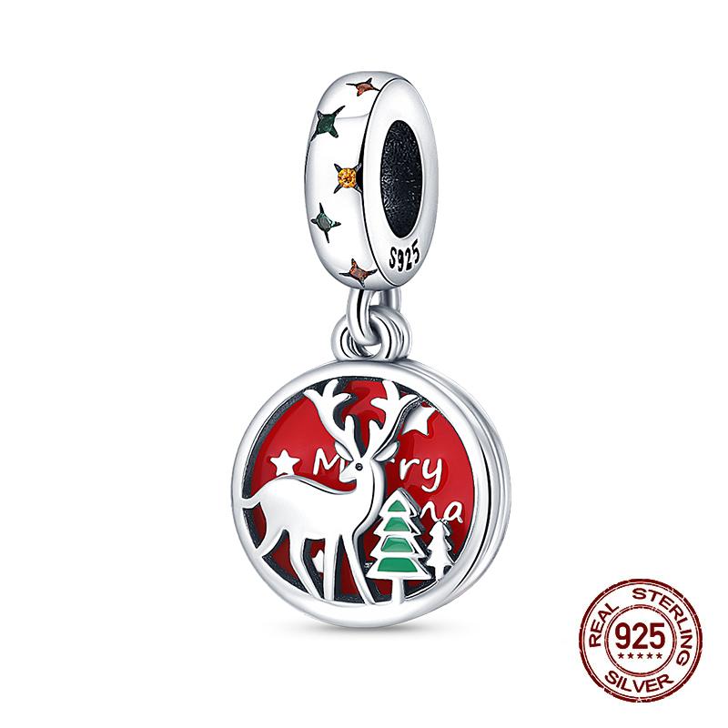 New Copper Snowman Elk Santa Christmas Charms Bead Fit Pandachoriginal Bracelets Diy Jewelry Holiday Gift