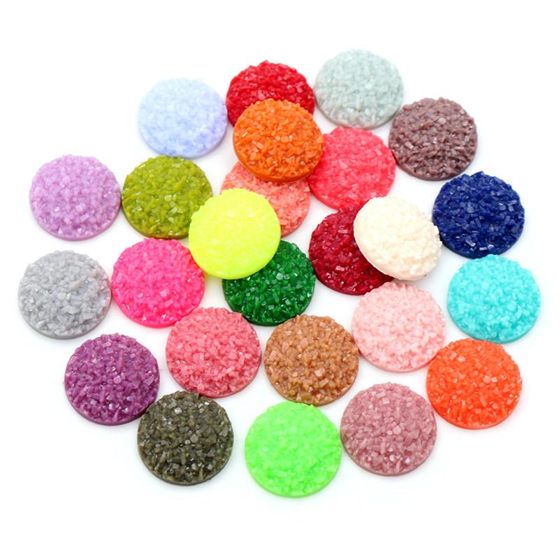 Natural Ore Druzy 8mm 10mm 12mm 40pcs Multi-Color Flat Back Resin Cabochons Dome For Bracelet Earrings DIY Jewelry Findings