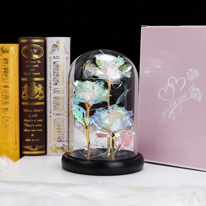 

Галактика Вечный Цветок Роза В Стеклянной Подсветке Волшебный Купол Лампа Подарок на День Святого Валентина разноцветный