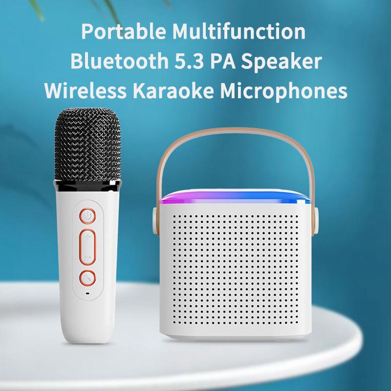 Y1 Wireless Dual Microphones Karaoke Machine KTV DSP System Bluetooth 5.3 PA Speaker HIFI Stereo Surround RGB Colorful LED Lights