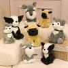 21/26cm Kawaii Husky Bulldog Schnauzer Shar Pei Dog Plush Toy Cute Sitting Puppy Toy Stuffed Soft Animal Dolls Birthday Gift