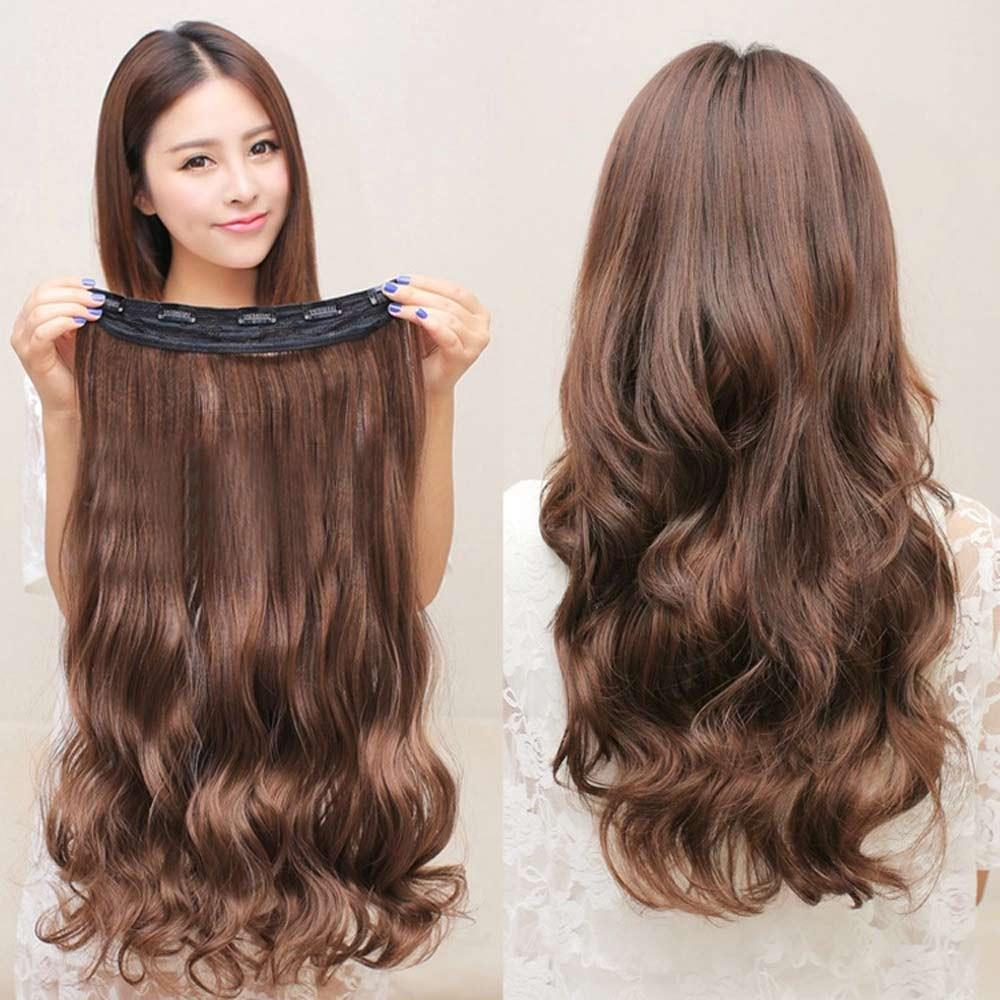 

Зажим для головы вьющиеся волнистые женские синтетические волосы для наращивания коричневый