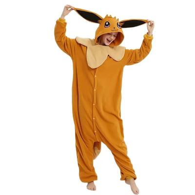 Evoli Kigurumi Tier Cosplay Kostüm für Halloween Weihnachten, Pokemon Cartoon Outfits Ganzkörper Pyjama Nachtwäsche Cartoon Jumpsuit