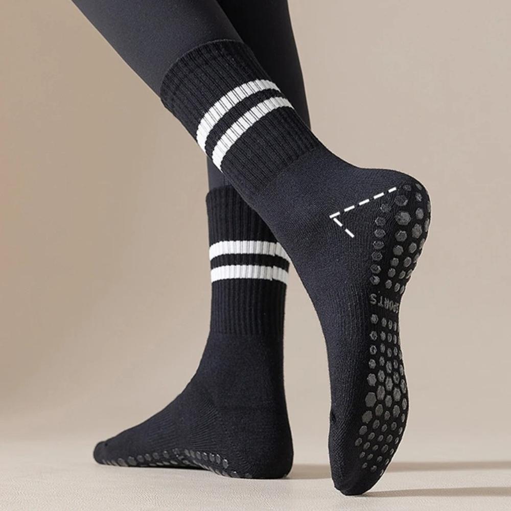 PERFECT FIT  Elastic Anti Slip Grip Bottom Yoga Socks Zumba Pilate Football Soccer Running Soft Cotton Stocking Stokin
