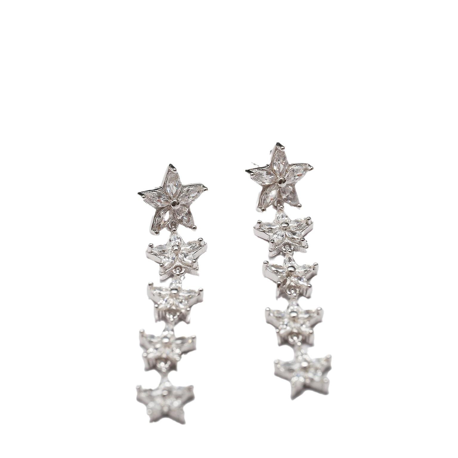 

Японские и корейские серьги для женщин с супер-сказочным темпераментом и универсальные длинные серьги с пятиконечной звездой из циркония Серьги в холодном стиле