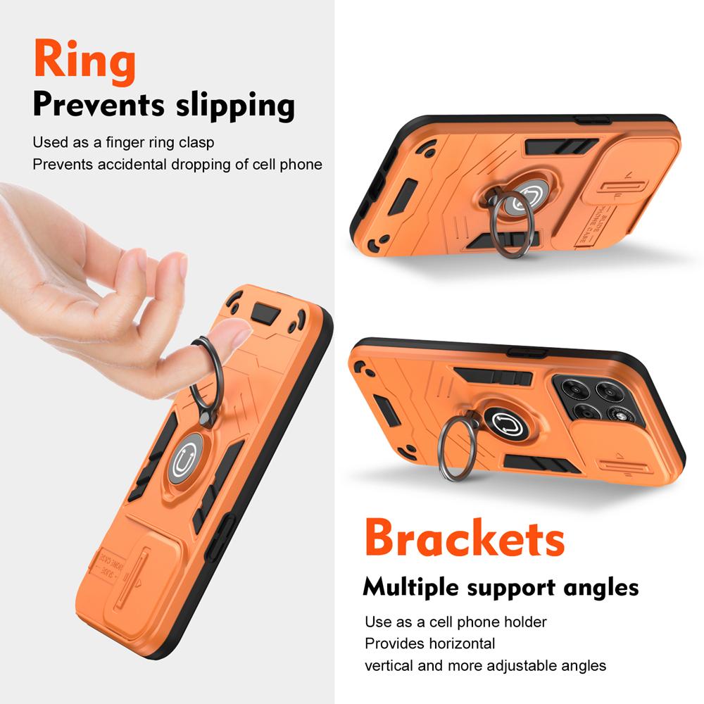 KEYSION Coque blindée antichoc pour Motorola MOTO Edge 70 5G 70 Fusion+5G Anneau de protection coulissant pour objectif de caméra Support Arrière de téléphone