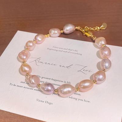 Unique Baroque Freshwater Pearl Bracelet for Women, Featuring A French-style Design, A Small and Exclusive Accessory.