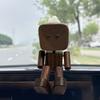 Wooden Man Figurine with Swing Feet Car Aromatherapy Ornament Handcrafted Wooden Art Piece Auto Decor