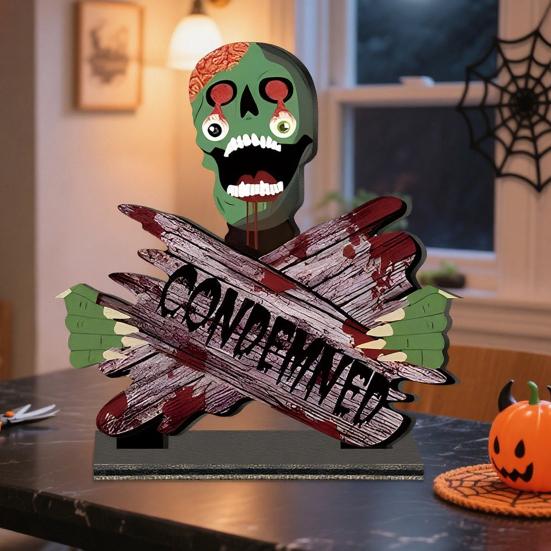 Halloween Ornament 2D Acrylic Skeleton Decoration for Home Office Cafe Studio Scary Horror Skeleton Sculpture Party Prop Table Ornament Gifts