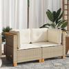 VidaXL Garden Corner Sofas and Cushions 2pcs Beige Wicker, Garden Corner Sofa, Garden Corner Seat, 365916