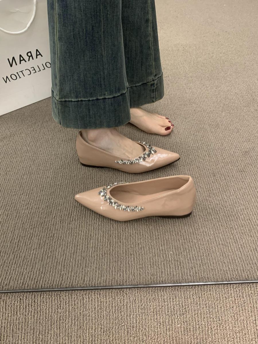 

Вечерний ветер нежная обувь стразы острый носок невидимая внутренняя высота увеличение мелкий вырез женская обувь для работы нюдовая лакированная одинарная 40