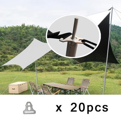 20pcs Tent Canopy Support Rod Aluminum Alloy Triangle Camping Canopy Accessories Outdoor Tent Windproof Rope Buckle