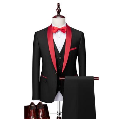 Erkek İnce 3 Parça Set Resmi Slim Fit Smokin Balo Takım Elbise / Erkek Damat Düğün Blazers Yüksek Kaliteli Elbise Ceket Mont Pantolon Yelek