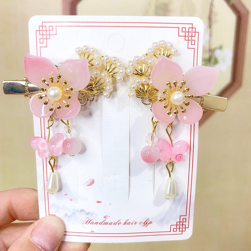 Ancient Style Children's Hanfu Hairpin with Tassel and Forehead Chain