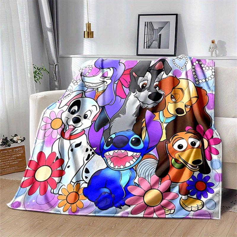 

1pc Cute Cartoon Characters Print Blanket, Cute Cartoon Design, Living Room Home Decoration Sofa Travel Soft and Cozy 130cmx150cm