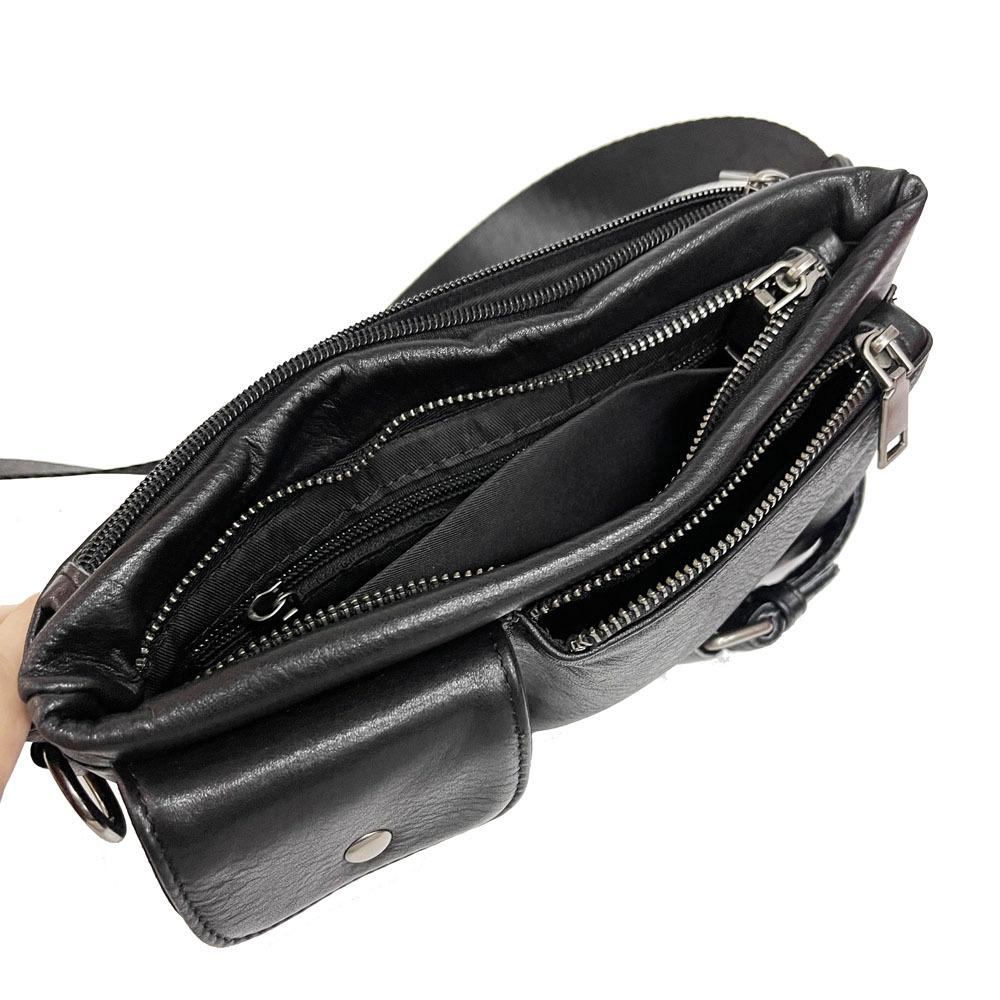 Fashion Men'S And Women'S Fanny Packs, High-Quality First-Layer Cowhide Black Fanny Packs, Breast Bags, Genuine Leather Satchel.