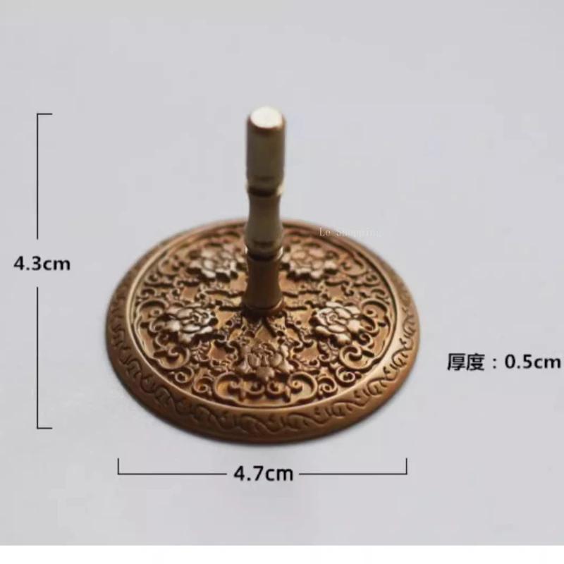 4.7cm Pure Brass Gray Pressure/Peony Pattern Incense Powder Ash Leveling Pressure Tool/Incense Burner Ash Pressing Supplies