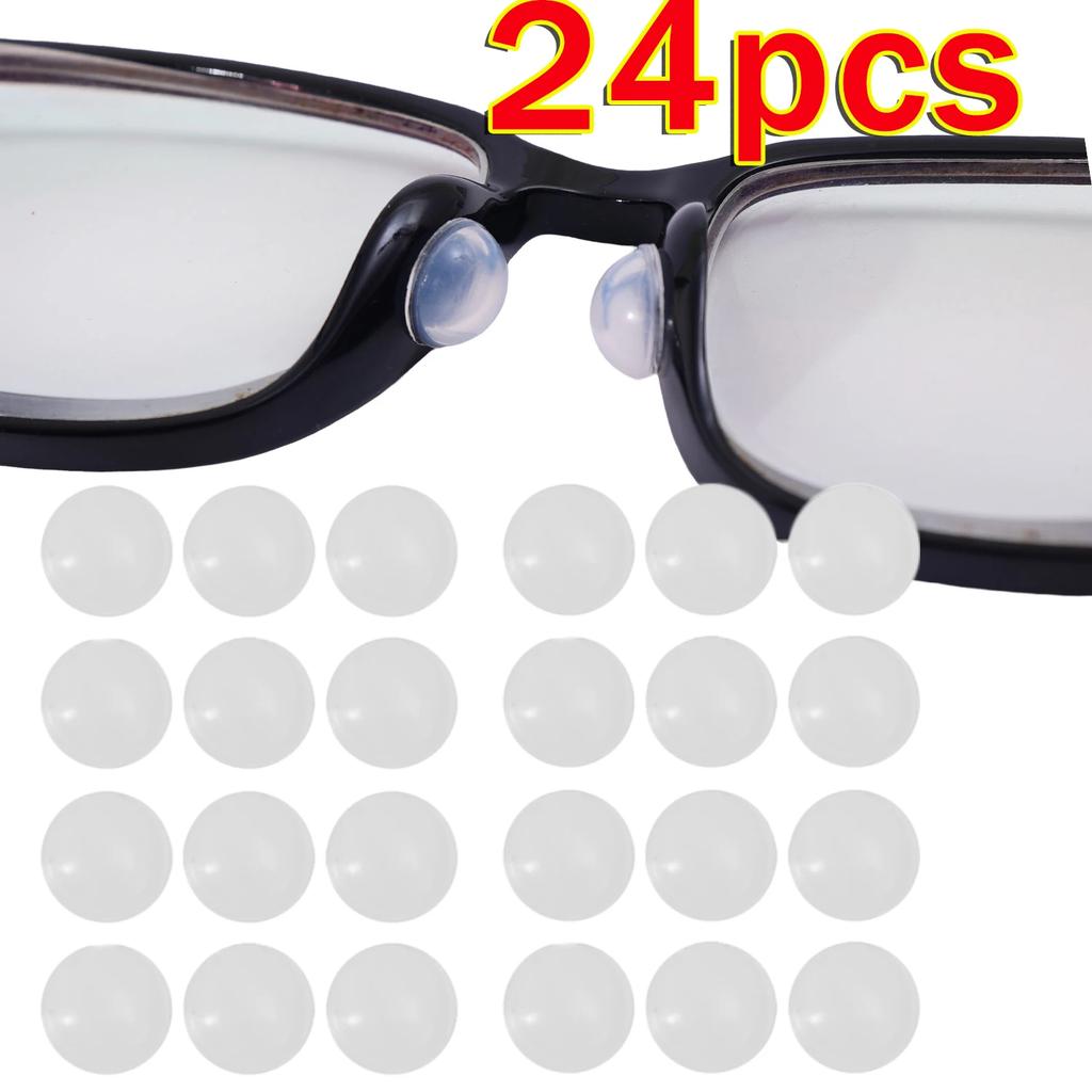 24pcs New Silicone Glasses Nose Pads Anti-Slip Soft Nose Pads Self Adhesive Eyeglasses Nose Holder Stickers Eyewear Accessories