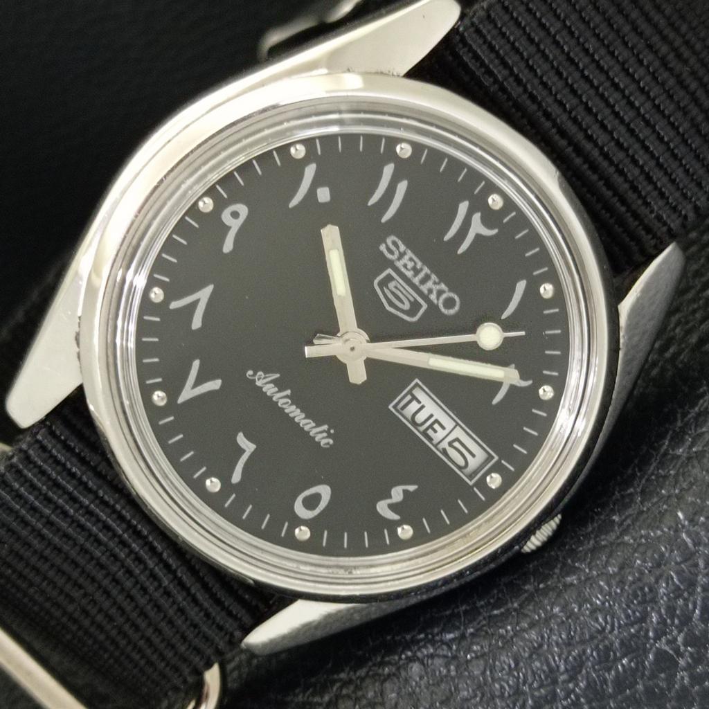 

VINTAGE SEIKO 5 AUTOMATIC 6309A JAPAN MENS ARABIC BLACK DIAL WATCH a701669-5 R206c-a701669